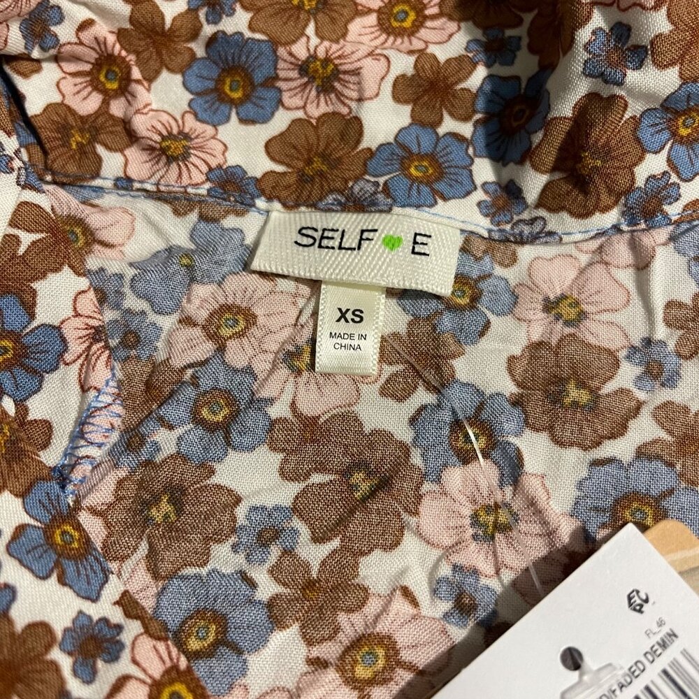 SELFIE Womens Cropped Tie Front Button-Down Top, Size XS, NWT - Picture 8 of 14